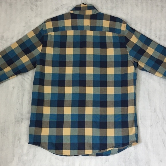 Hollister Stretch Button Down Shirt Mens Large Long Sleeve Block Check Pattern - Picture 5 of 11